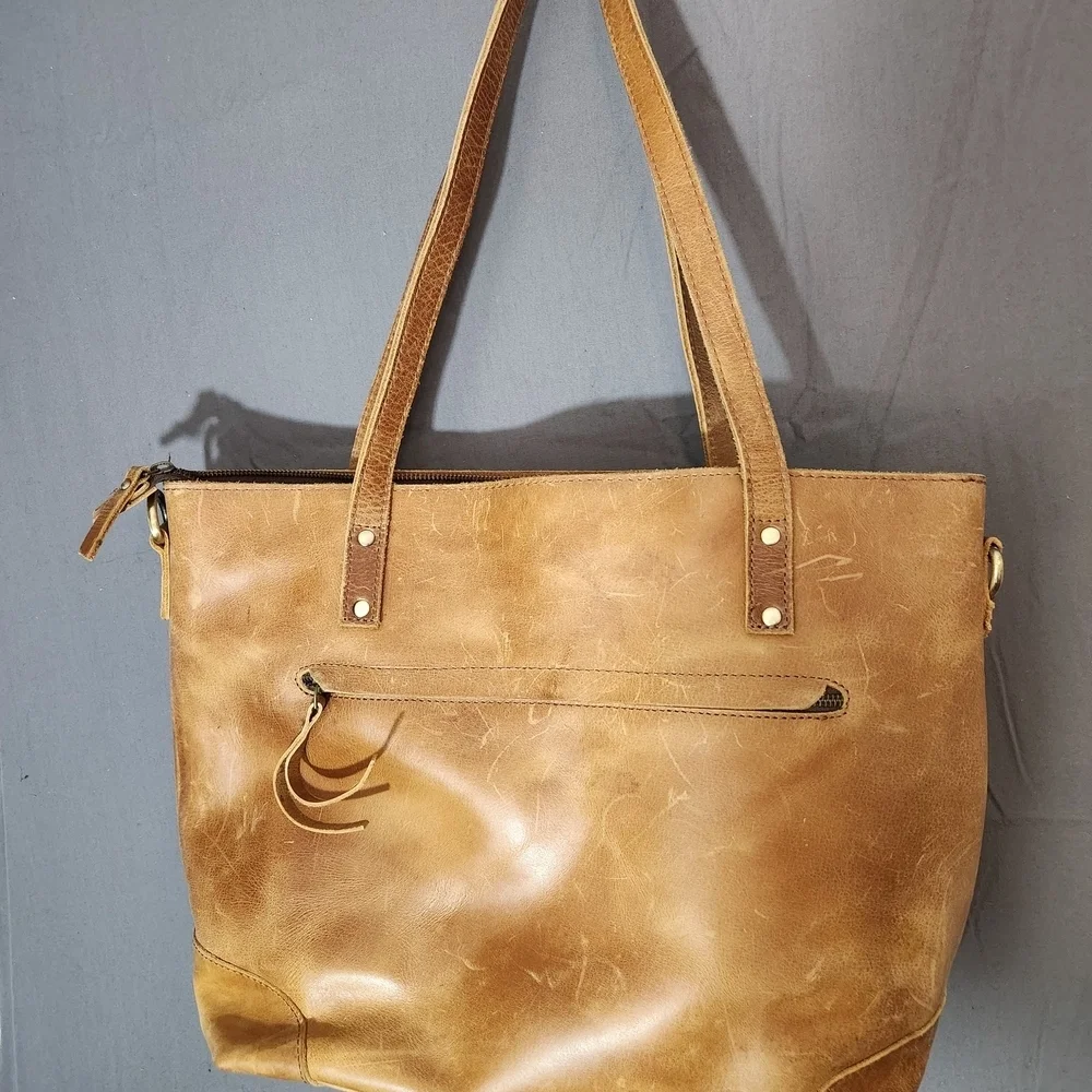 Vintage Montana Hudson Eva Leather Zip Tote Bag